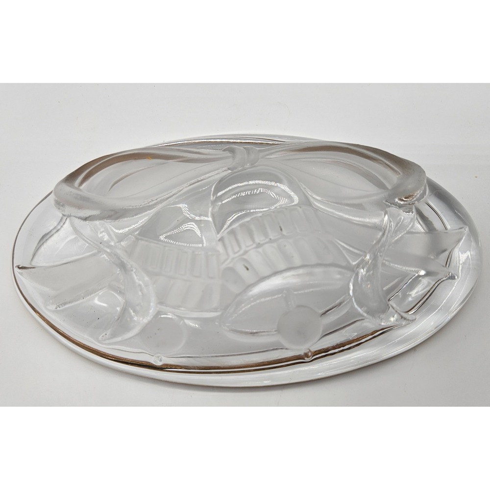 Mikasa Studio Nova Oval Glass Dish Gold Gilt Rim Bells And Ribbons Design 7" - Picture 11 of 11